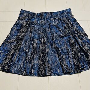 Bethany Mota Blue and Black Metallic Patterned Skirt
